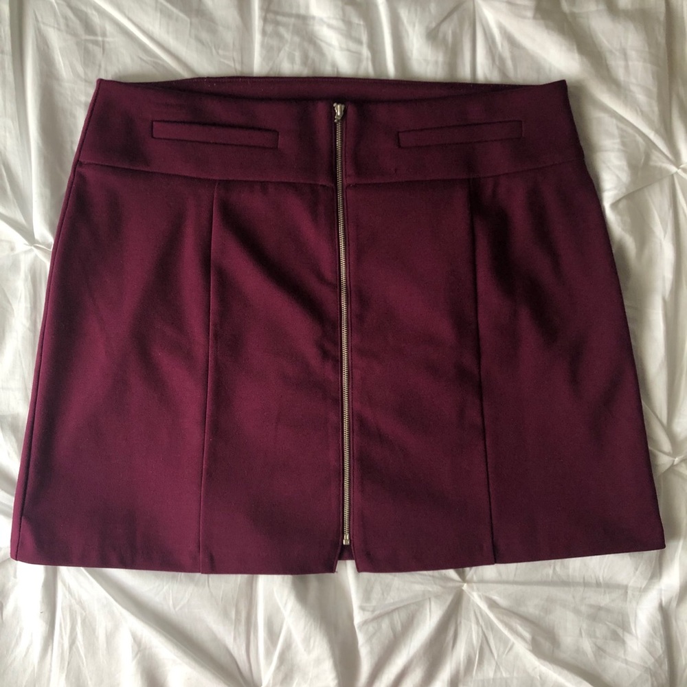 Maroon/Burgundy Zip-Up Skirt
